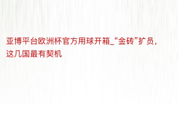 亚博平台欧洲杯官方用球开箱_“金砖”扩员，这几国最有契机